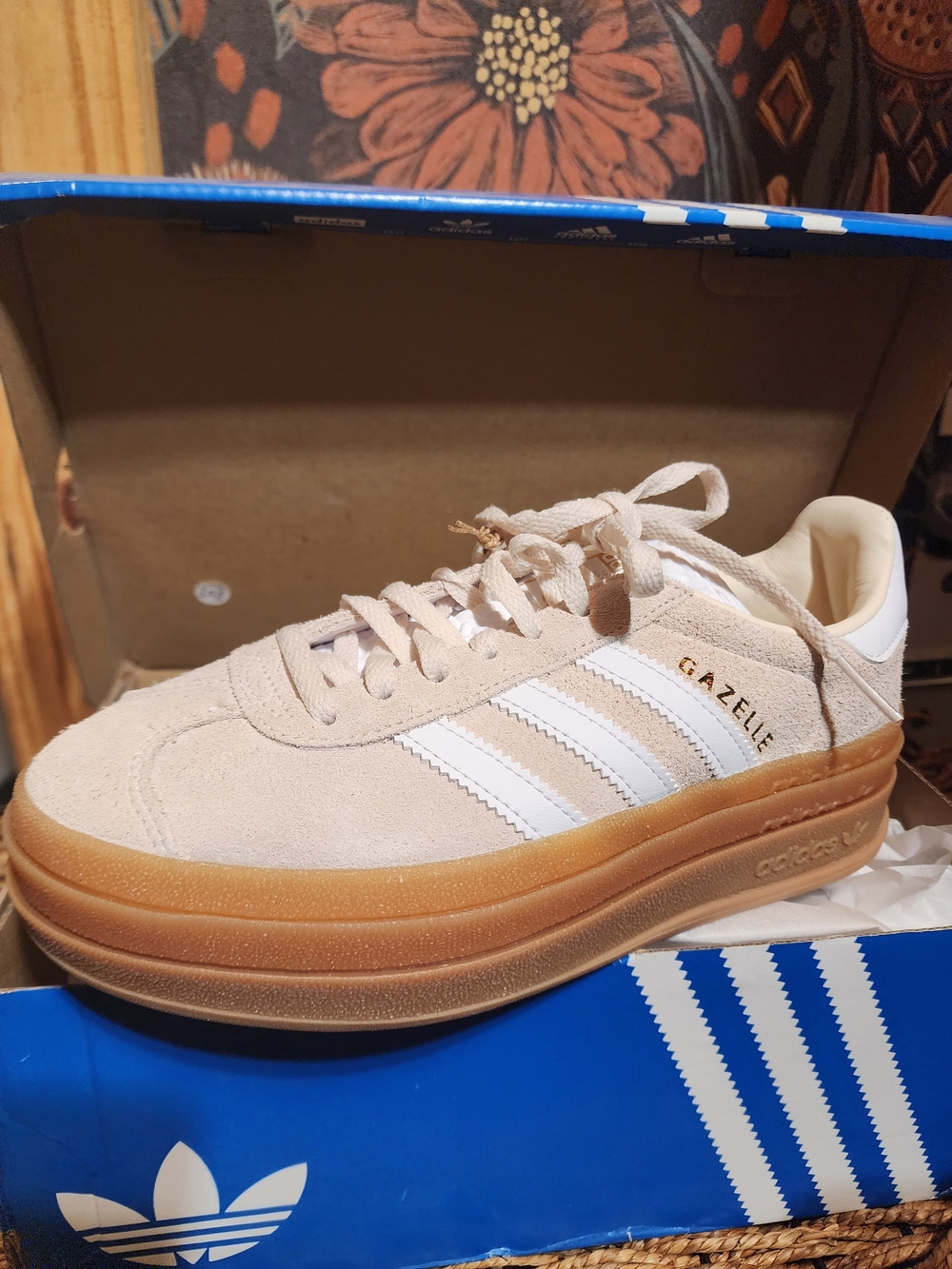 Adidas Gazelle Suede Sneakers in Beige with Gum Sole